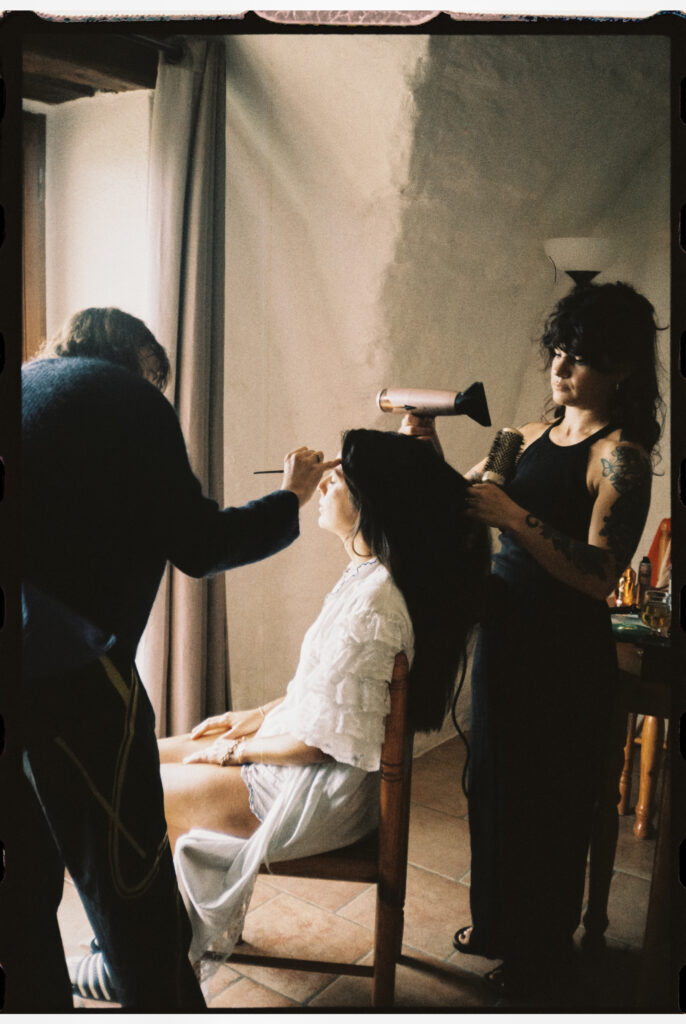 Getting Ready in the Brides Room on 35mm Film