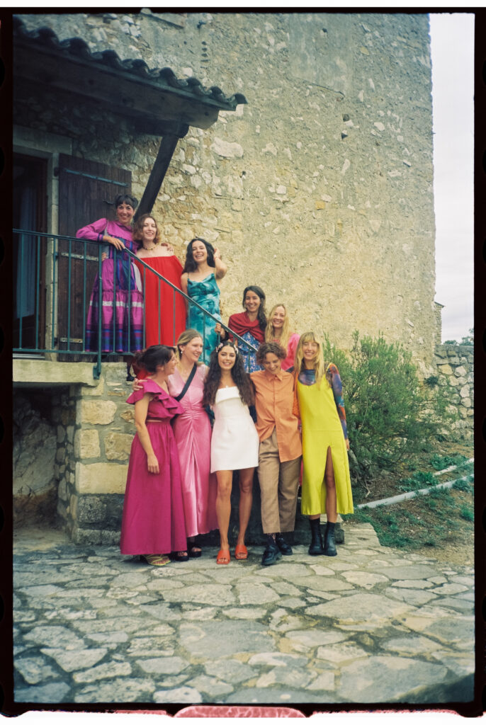 Bride and her maids on film
