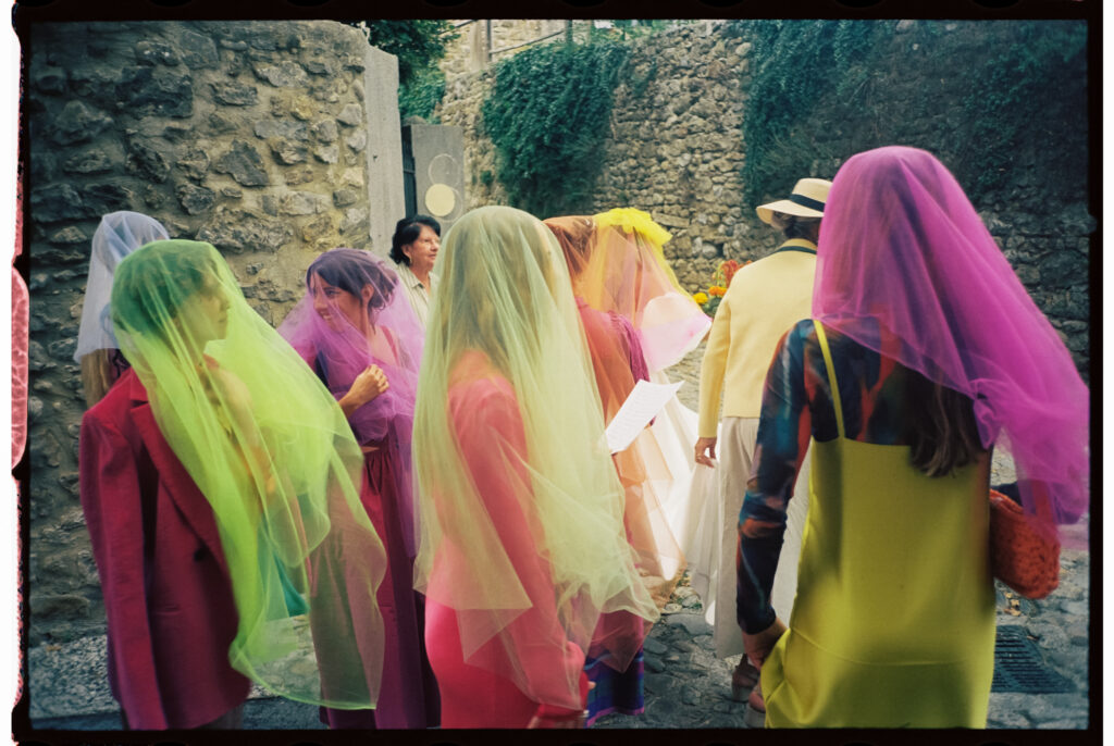 Bridesmaids in Colorful Veils